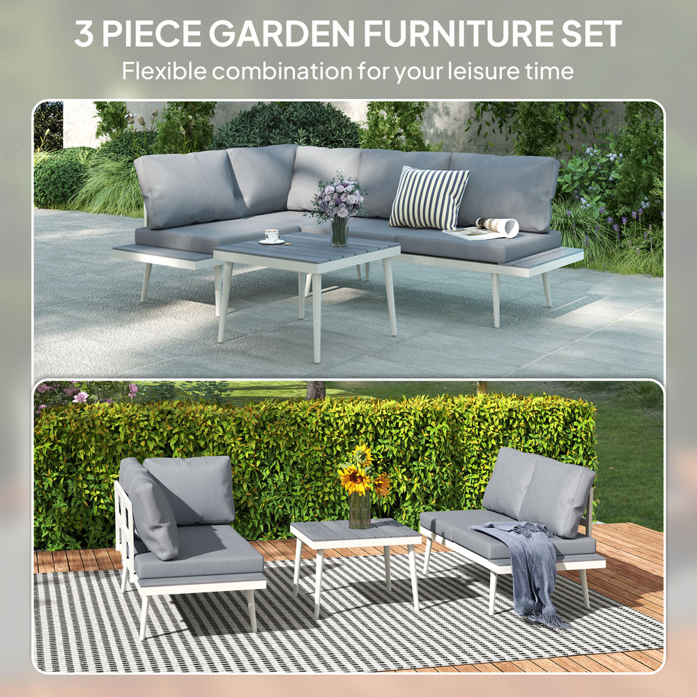 Outsunny 4 Seater Grey Garden Sofa Set with Adjustable Lounger Image 7