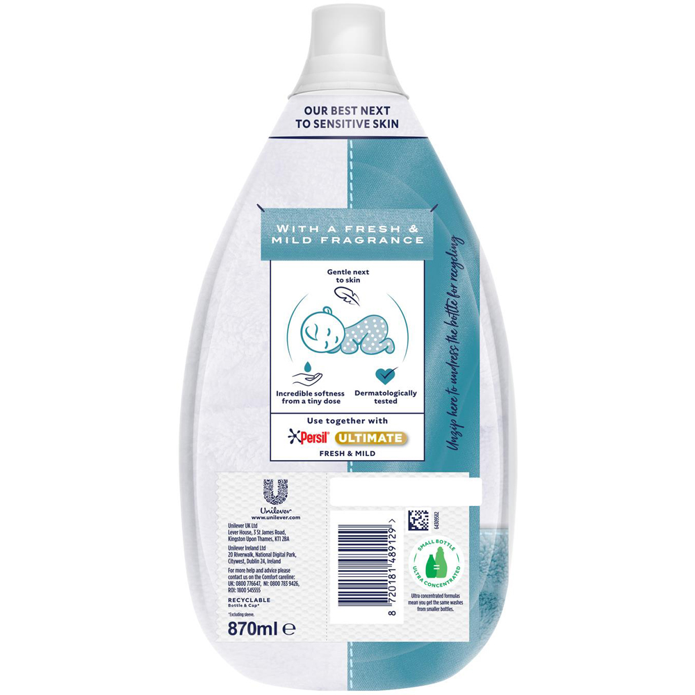 Comfort Pure Ultimate Fresh and Mild Ultra Concentrated Fabric Conditioner 58 Washes 870ml 6 Pack Image 4