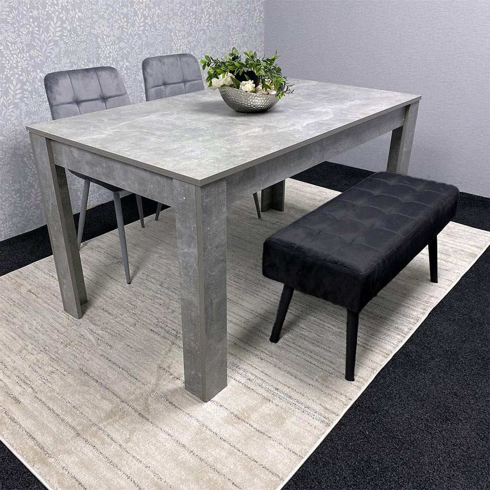 Portland 3 Seater Velvet Wooden Dining Set with Bench Grey and Black Image 7