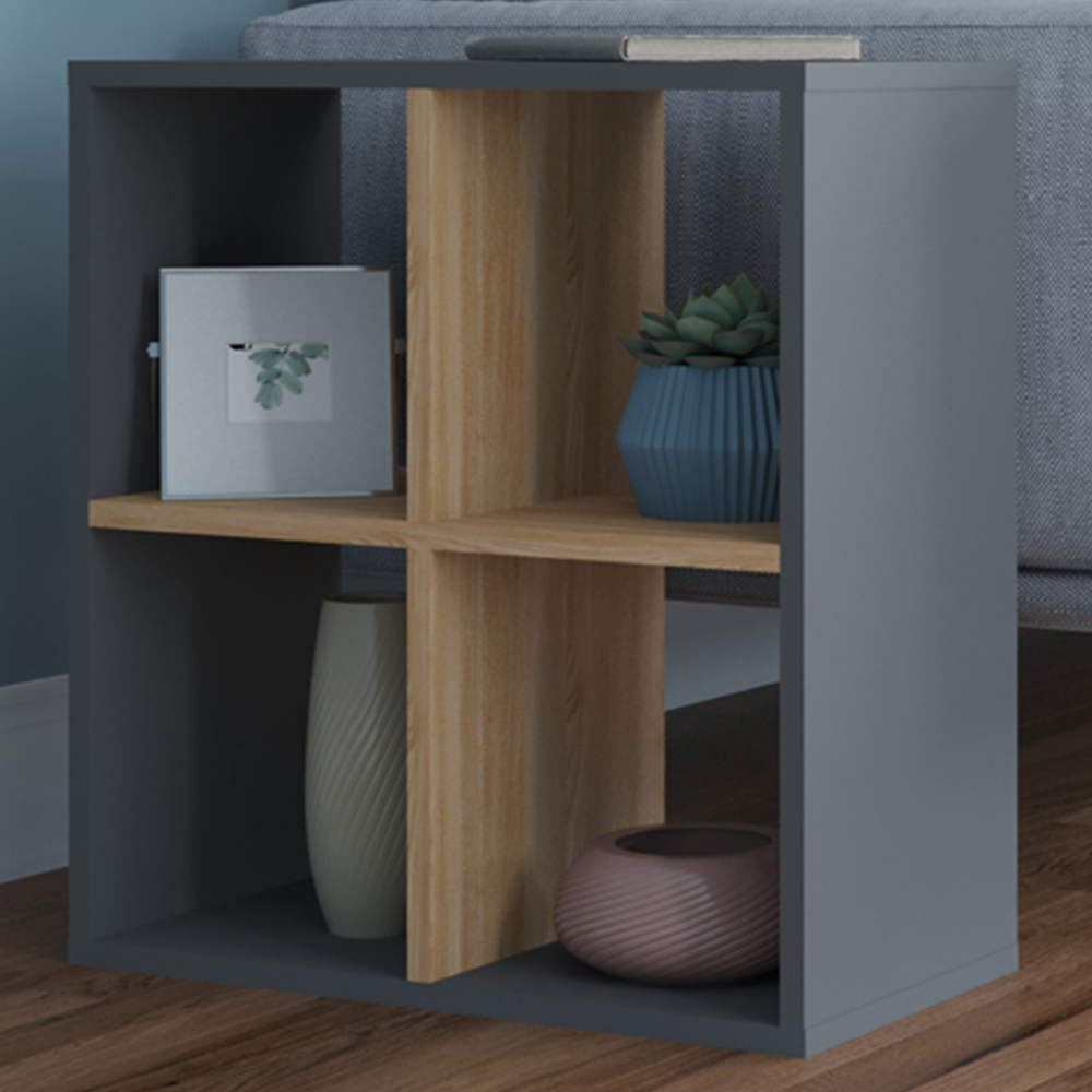 Decorotika Hansen 4 Shelf Anthracite and Oak Side Table Image 1