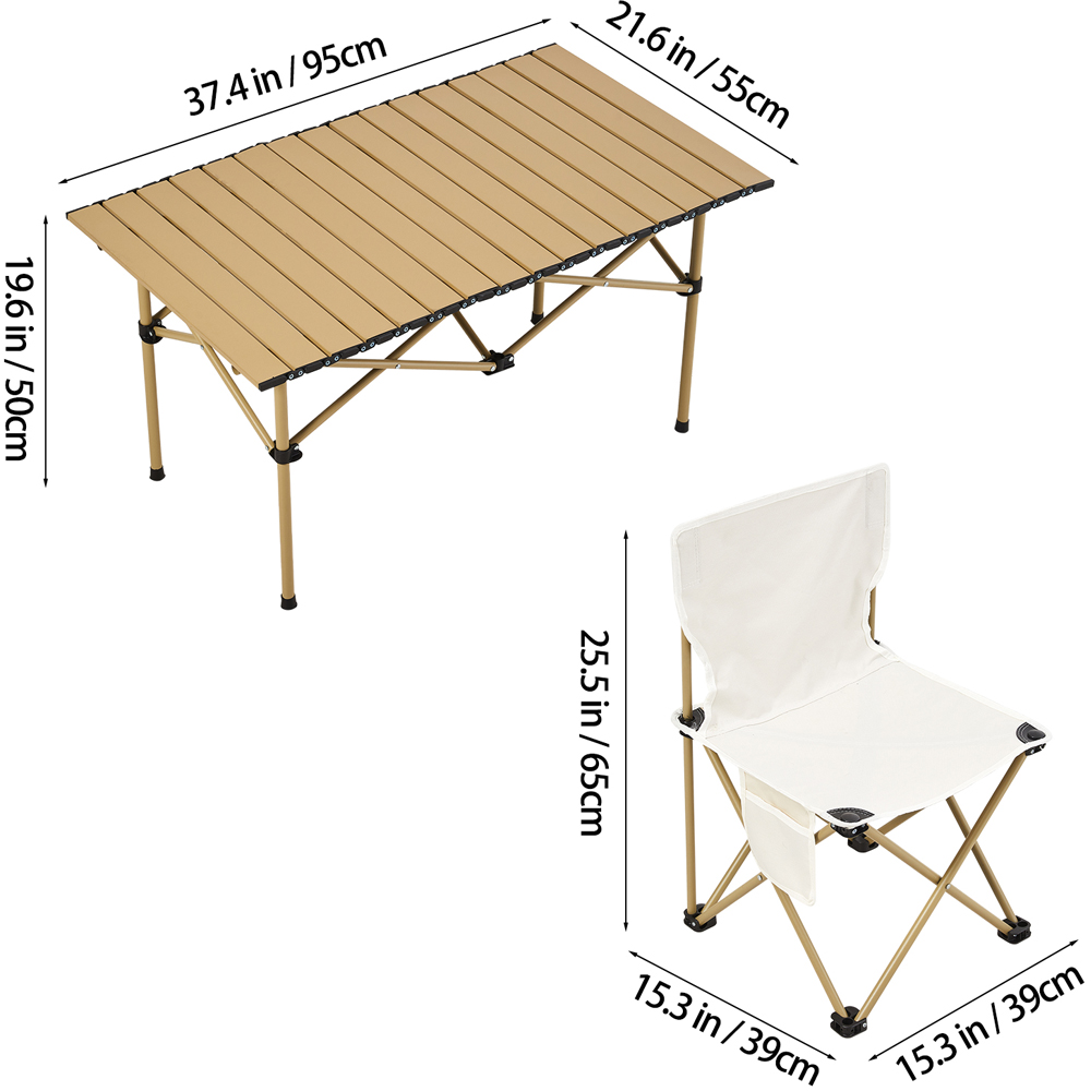 Living and Home 4 Seater Beige Portable Folding Camping Set Image 9