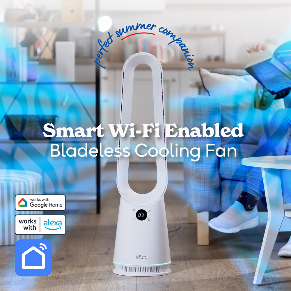 Russell Hobbs White Smart Bladeless Cooling Fan with Remote Image 3
