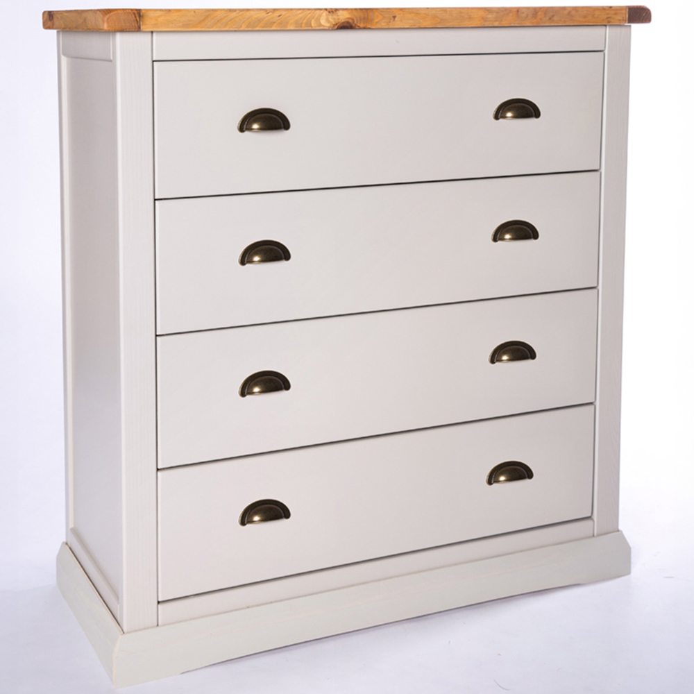 Loreo 4 Drawer Light Grey Chest of Drawers with Brass Cup Handles Image 3