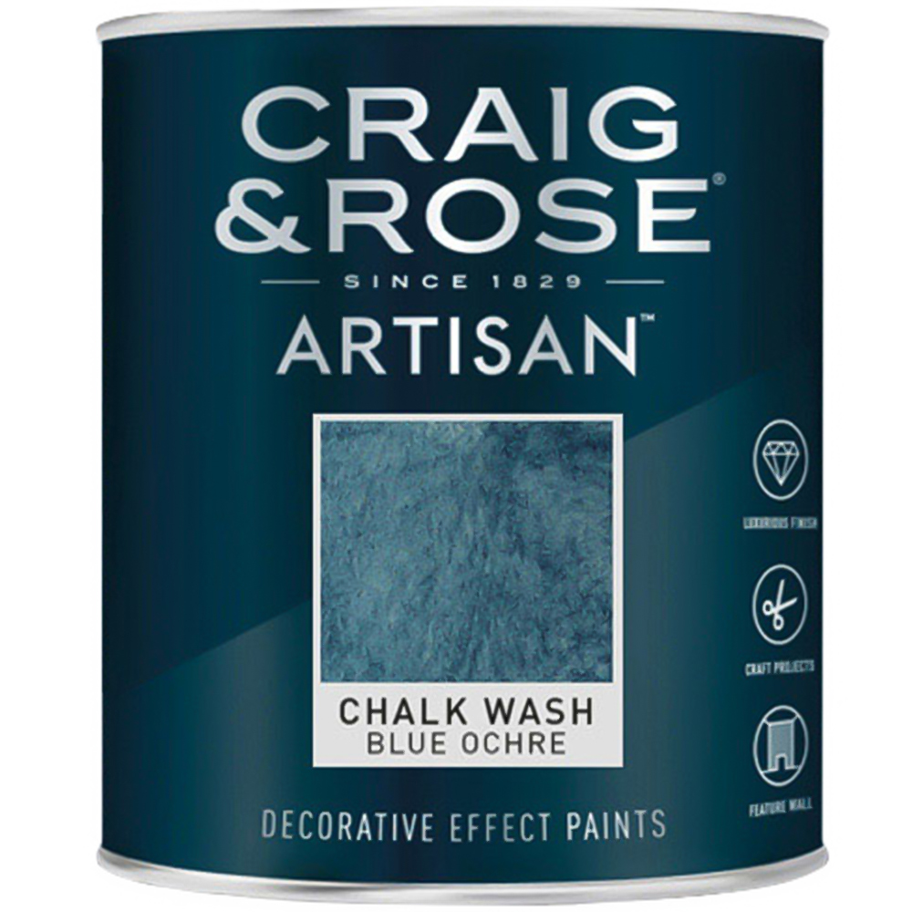 Craig & Rose Artisan Feature Wall Blue Ochre Chalk Wash Paint 750ml Image 2