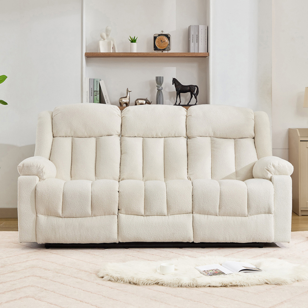 Artemis Home Lovell 3 Seater Cream Boucle Manual Recliner Sofa with Centre Console Image 2