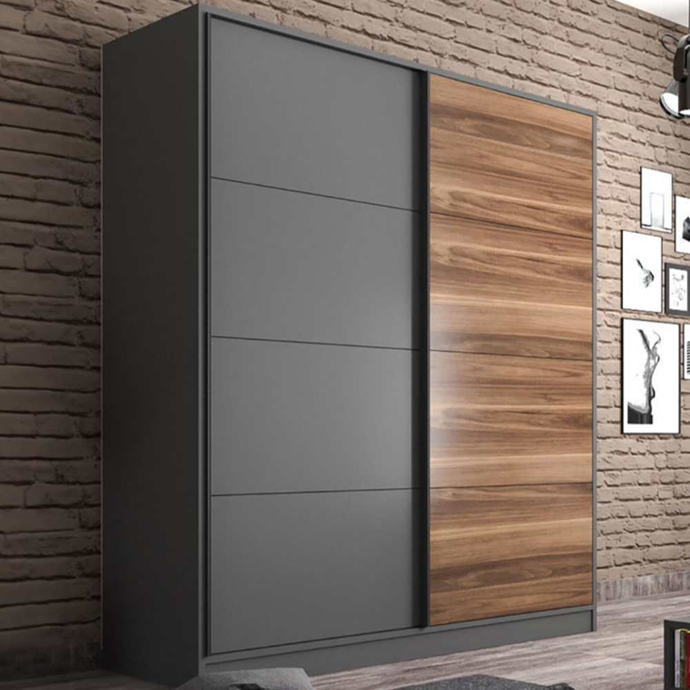 Evu MILANO 2 Door Anthracite Sliding Wardrobe Image 1