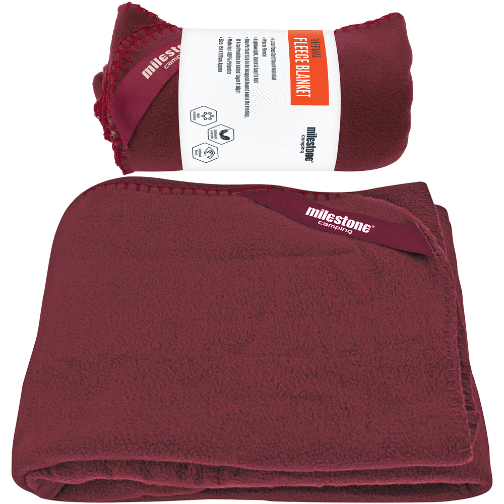 Milestone Camping Burgundy Thermal Fleece Blanket Image 2