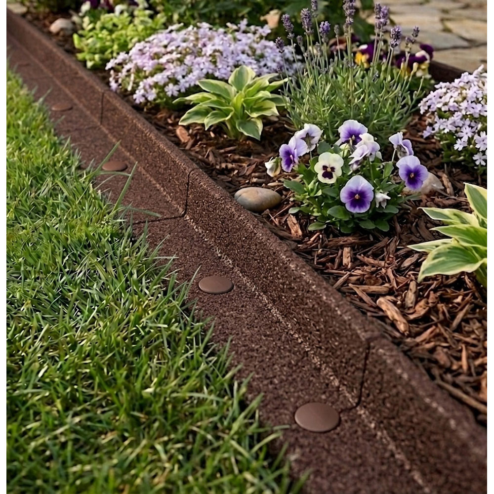 MonsterShop Brown Flexible Lawn Edging with Mallet 48m Image 2