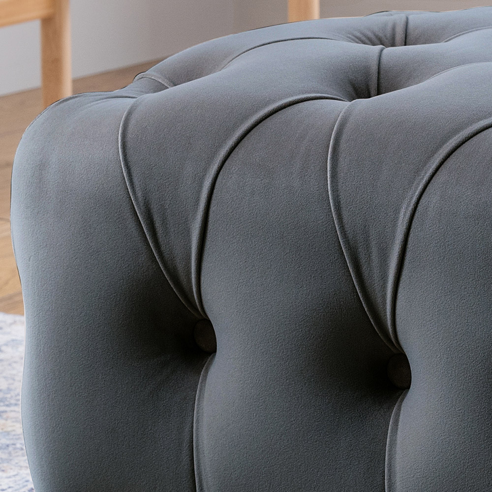 Midnight Blue Velvet Footstool Image 3