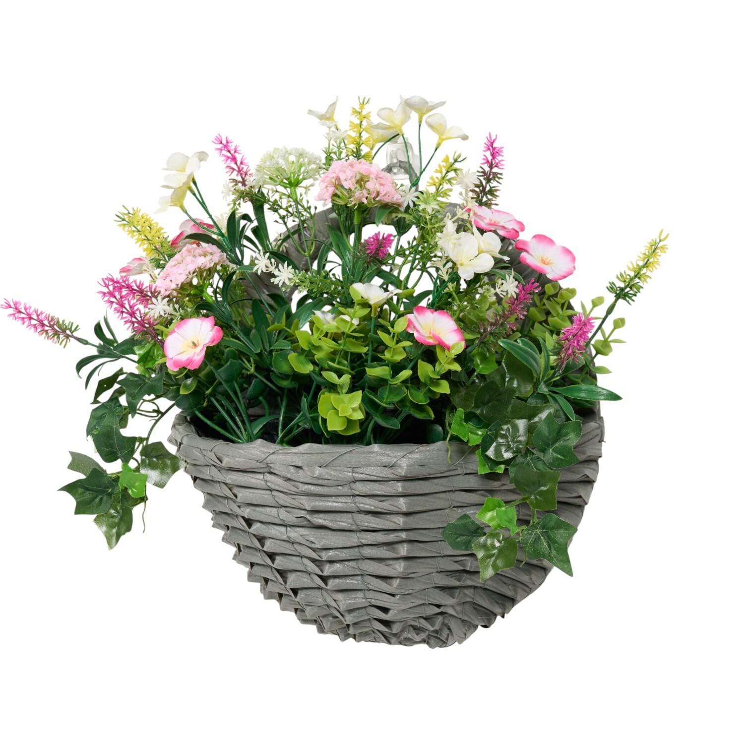 Faux Floral Hanging Ivy Wall Basket Image 3