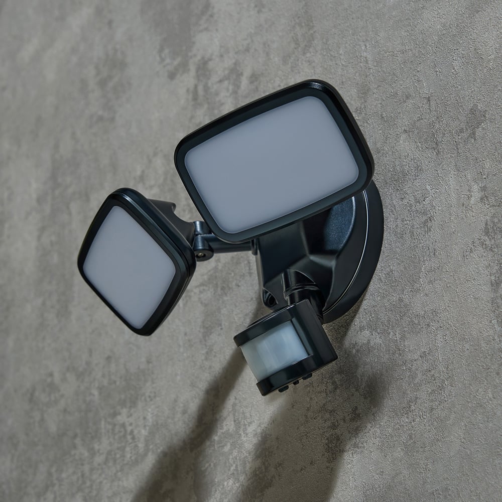 Zink Luna Black Twin Floodlight with PIR Sensor Image 2