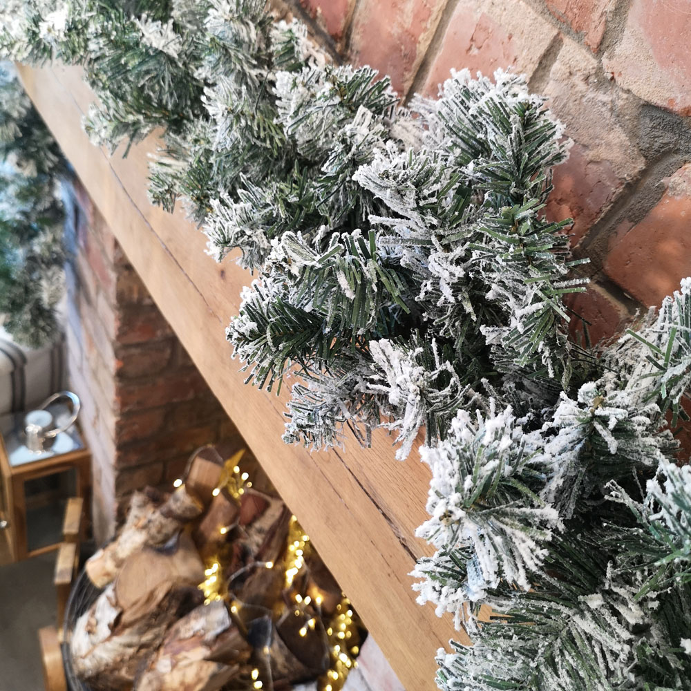 Samuel Alexander Kaemingk Green Imperial Snowflocked Garland 270cm Image 6