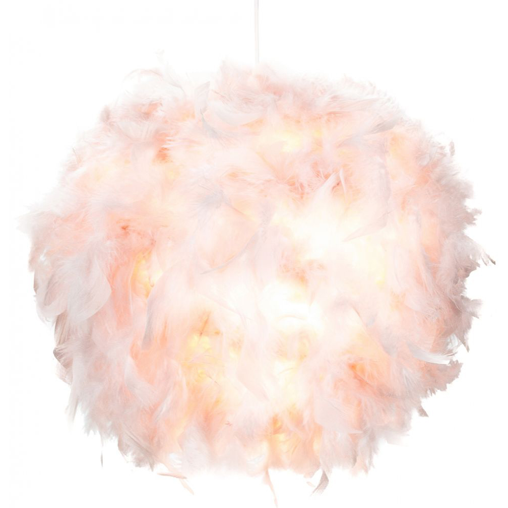 Happy Homewares Pink Real Feather Decorated Pendant Shade Image 4