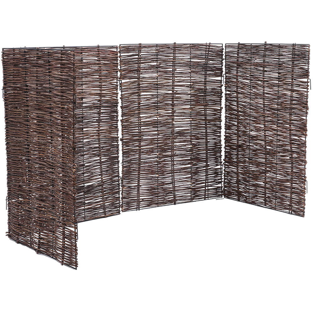 Living and Home 3.7 x 5.9ft Brown Wicker Foldable Trash Can Fence with Metal Frame Image 2