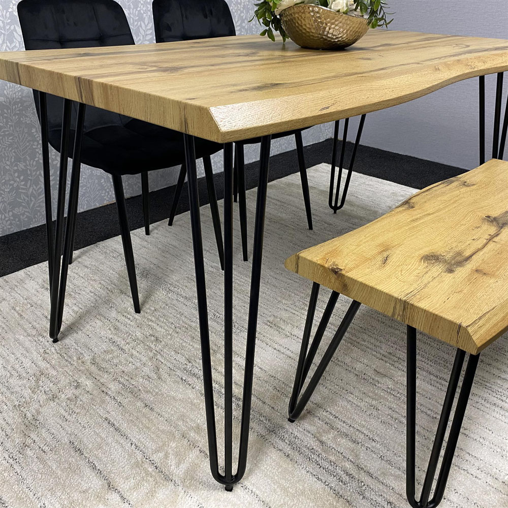 Kosy Koala 4 Seater Velvet Wooden Dining Set with Bench Black Image 3