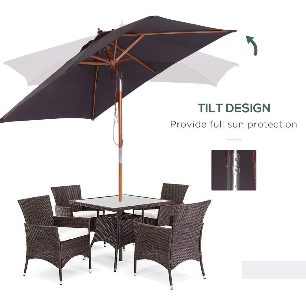 Outsunny Deep Grey Tilt Parasol 2m Image 4