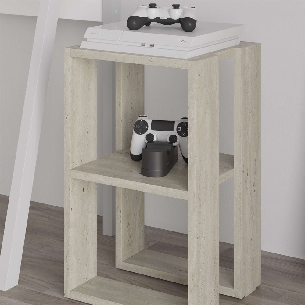 Decortie Lonie Light Stone Bedside Table Image 3