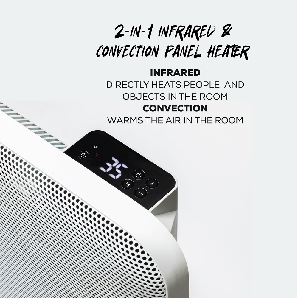 TCP White 2 in 1 Infrared Convection Wall Mounted and Free Standing Heater 2000W Image 3