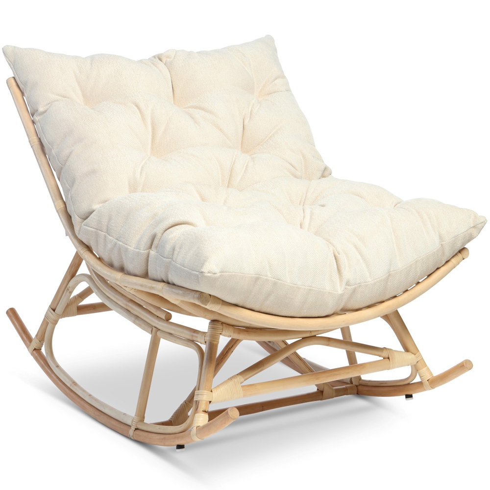 Desser Papasan Country Beige and Natural Rattan Rocker Chair Image 2