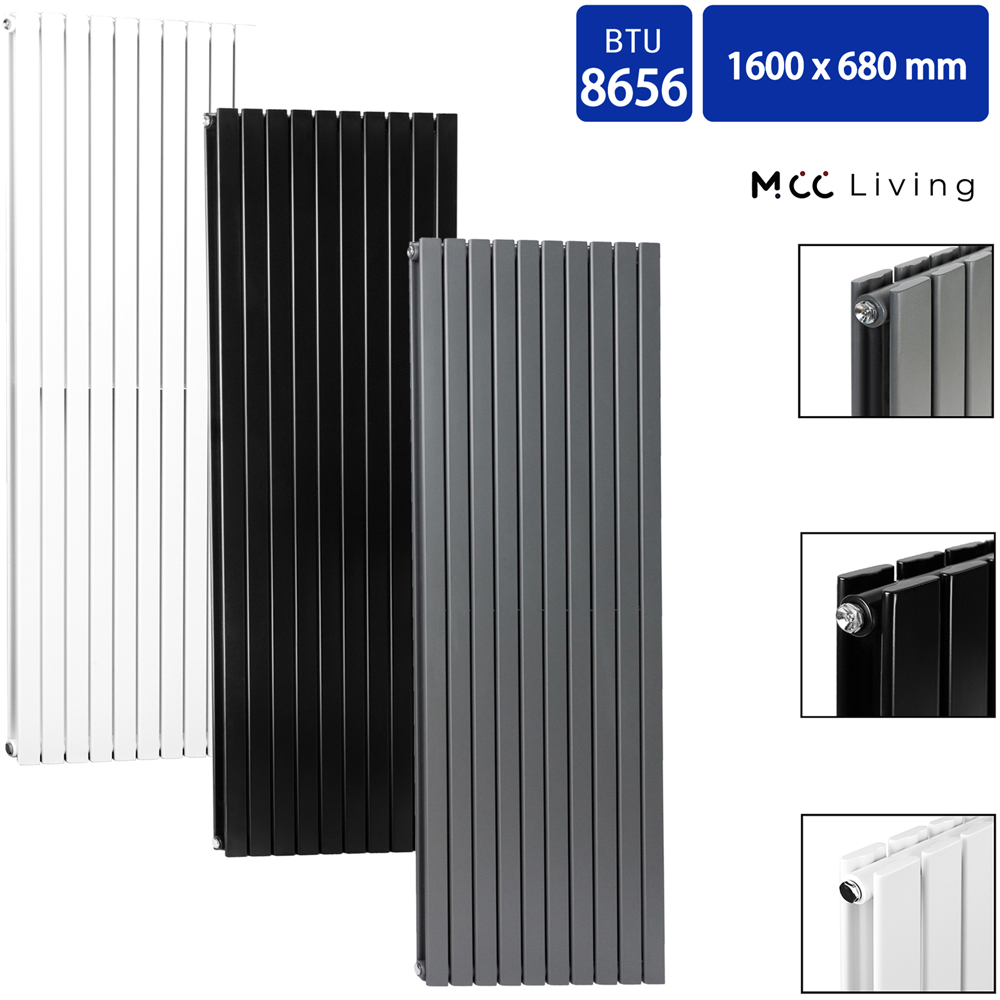 Anthracite 8656 BTU Double Flat Panel Vertical Column Radiator 1600 x 680mm Image 4