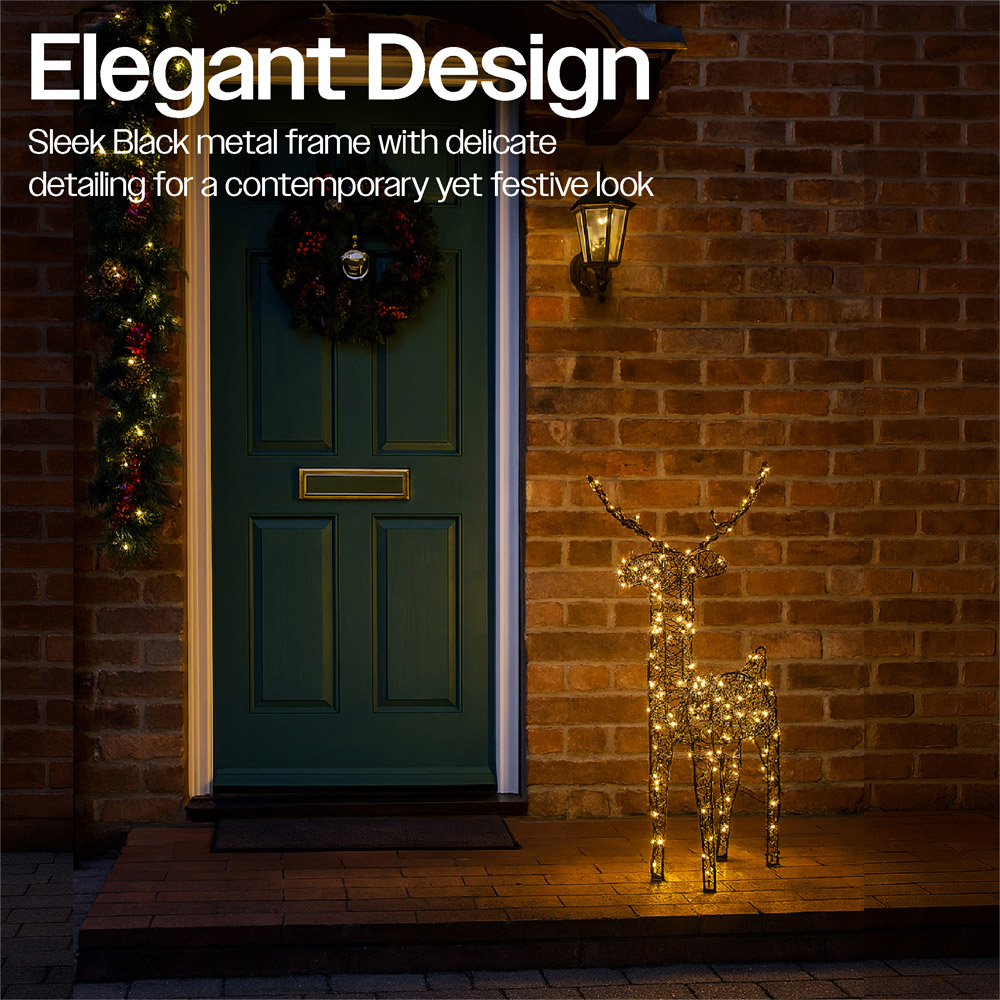 Xmas Haus Black 200 Warm White Micro LED Deer Christmas Decoration 2ft Image 4