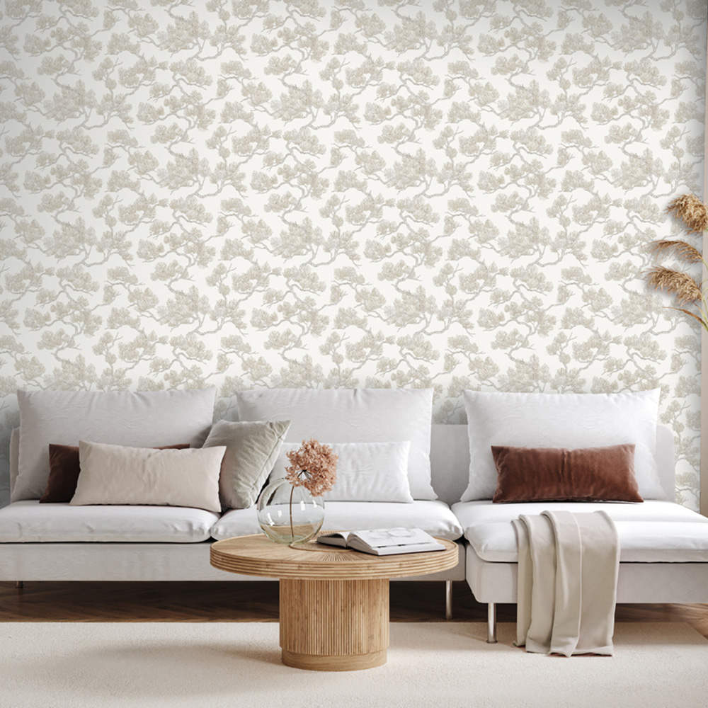 Design ID Pine Tree Beige Wallpaper Image 2