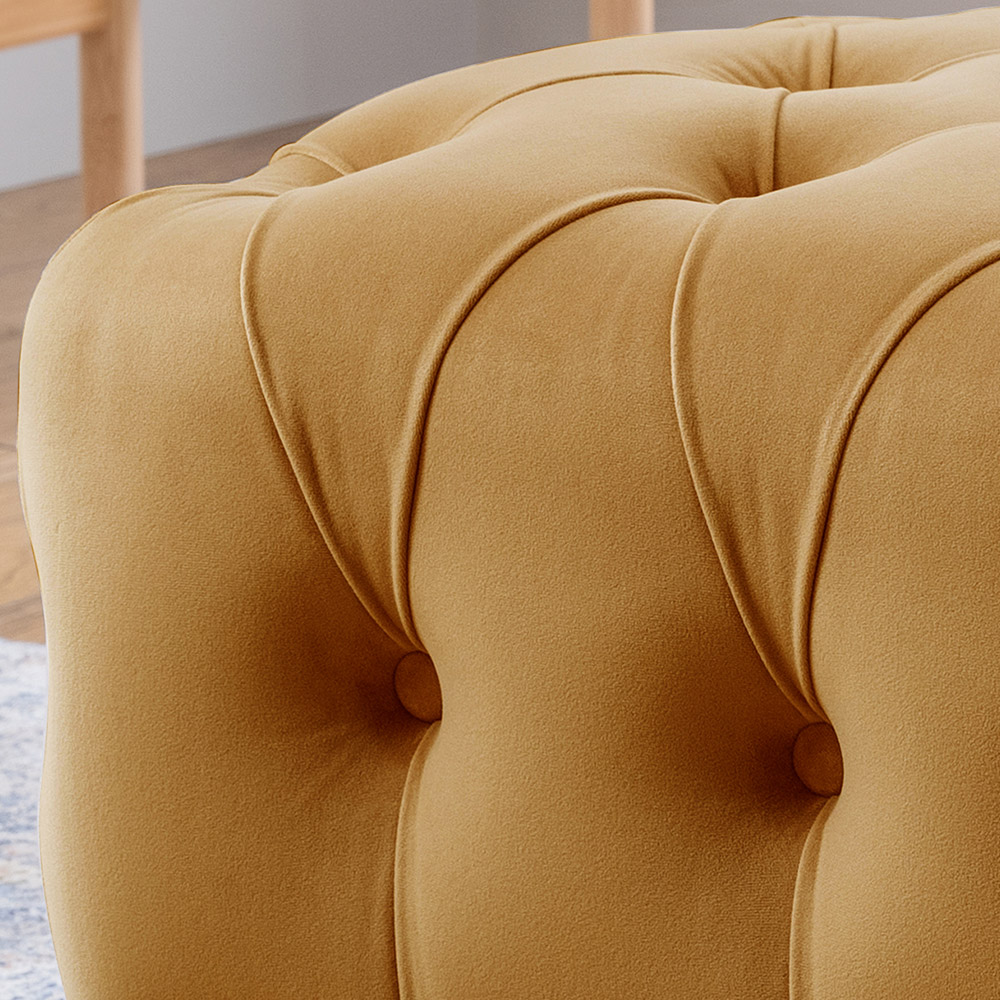 Ochre Velvet Footstool Image 2