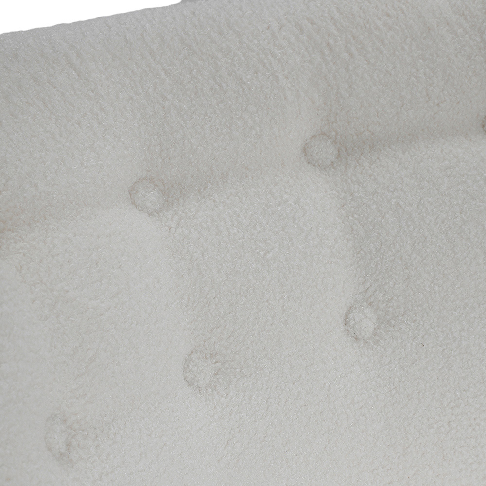 Living and Home White Teddy Bear Fur Tufted Accent Chair and Footstool Image 6