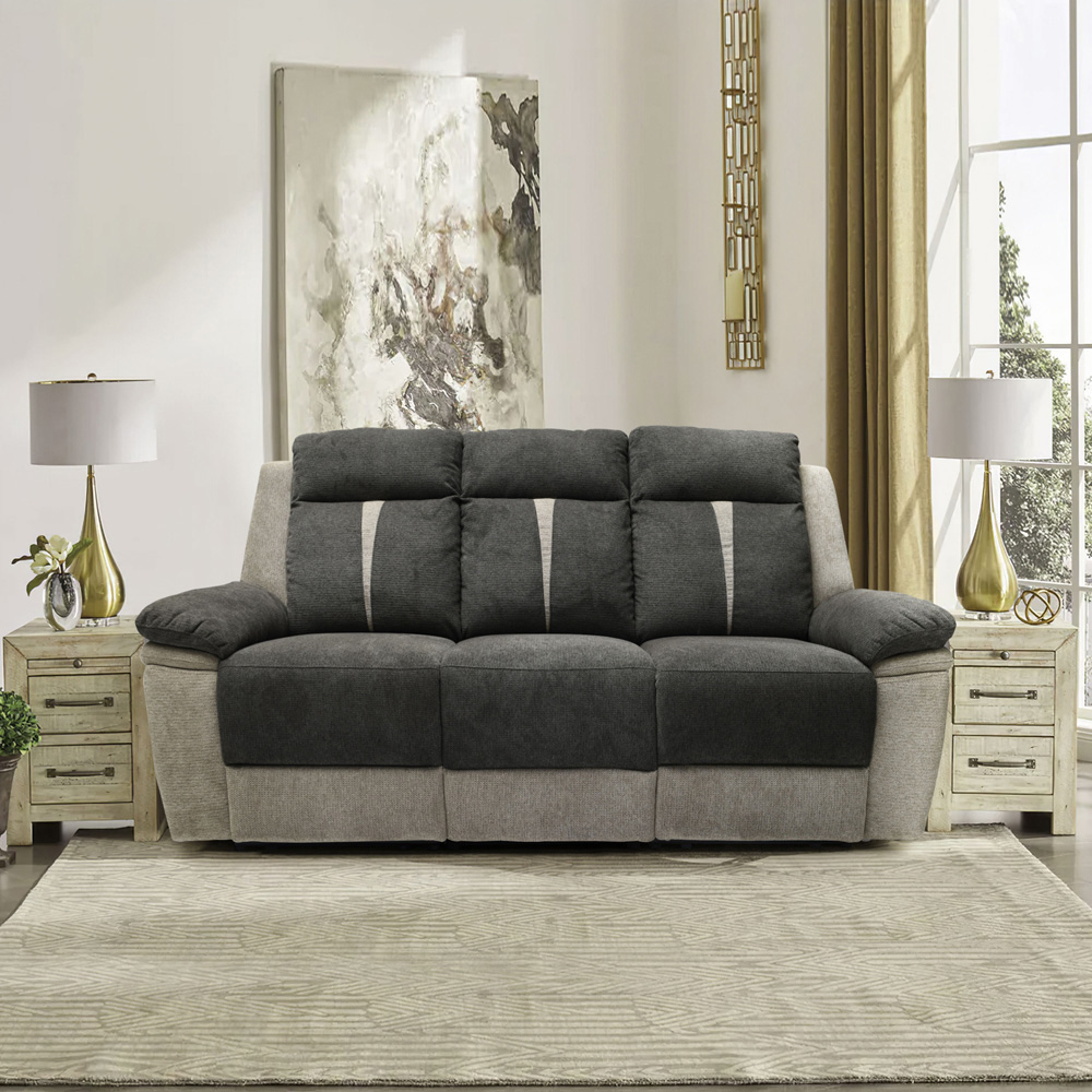 Comfy Living 5 Seater Grey Manual Recliner Sofa Set Image 6