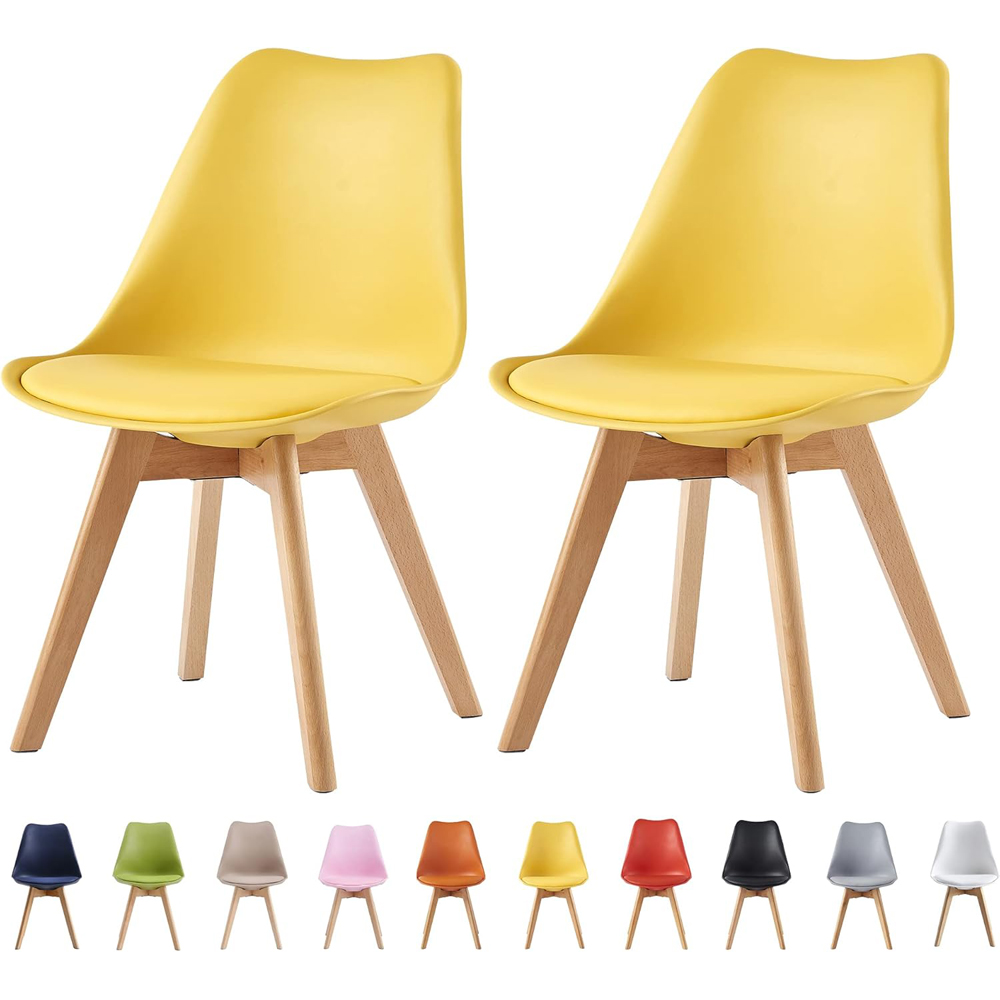 Eva Set of 2 Yellow Padded Dining Chairs Image 7
