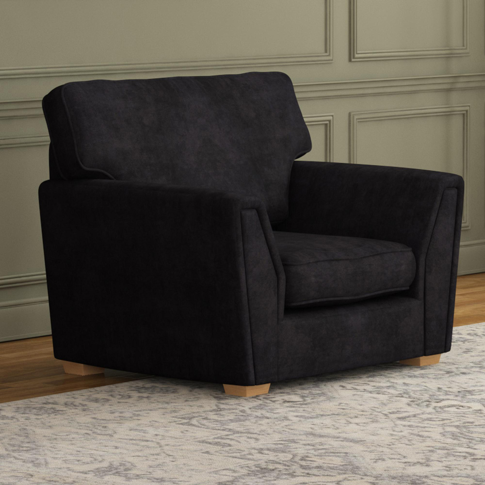 Wendleberry Ebony Plush Velvet Fixed Back Armchair Image 5