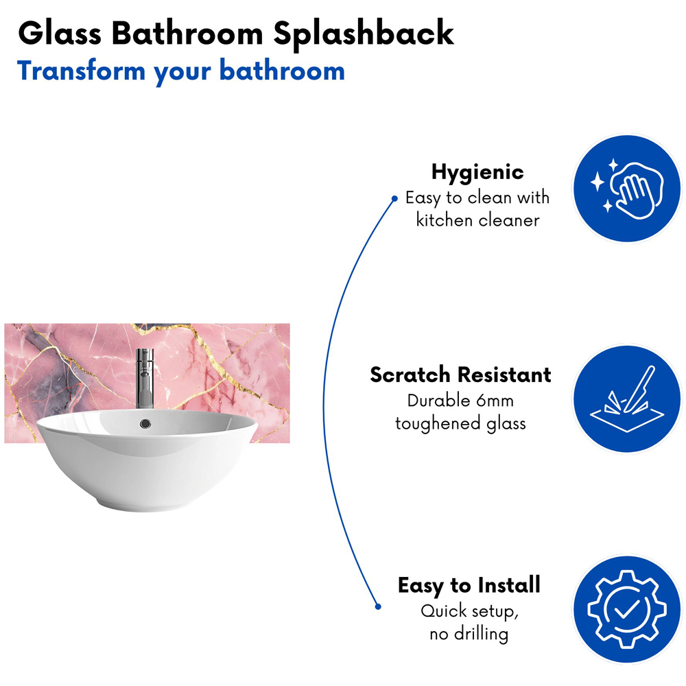 Warren Reed Designer Rose and Gold Marble Effect Bathroom Splashback 25 x 60cm Image 4