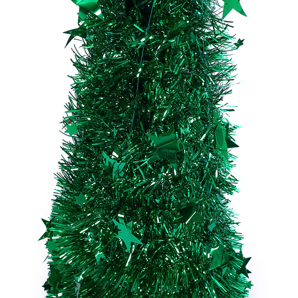 Living and Home Green Pop Up Tinsel Christmas Tree with Base 4ft Image 5