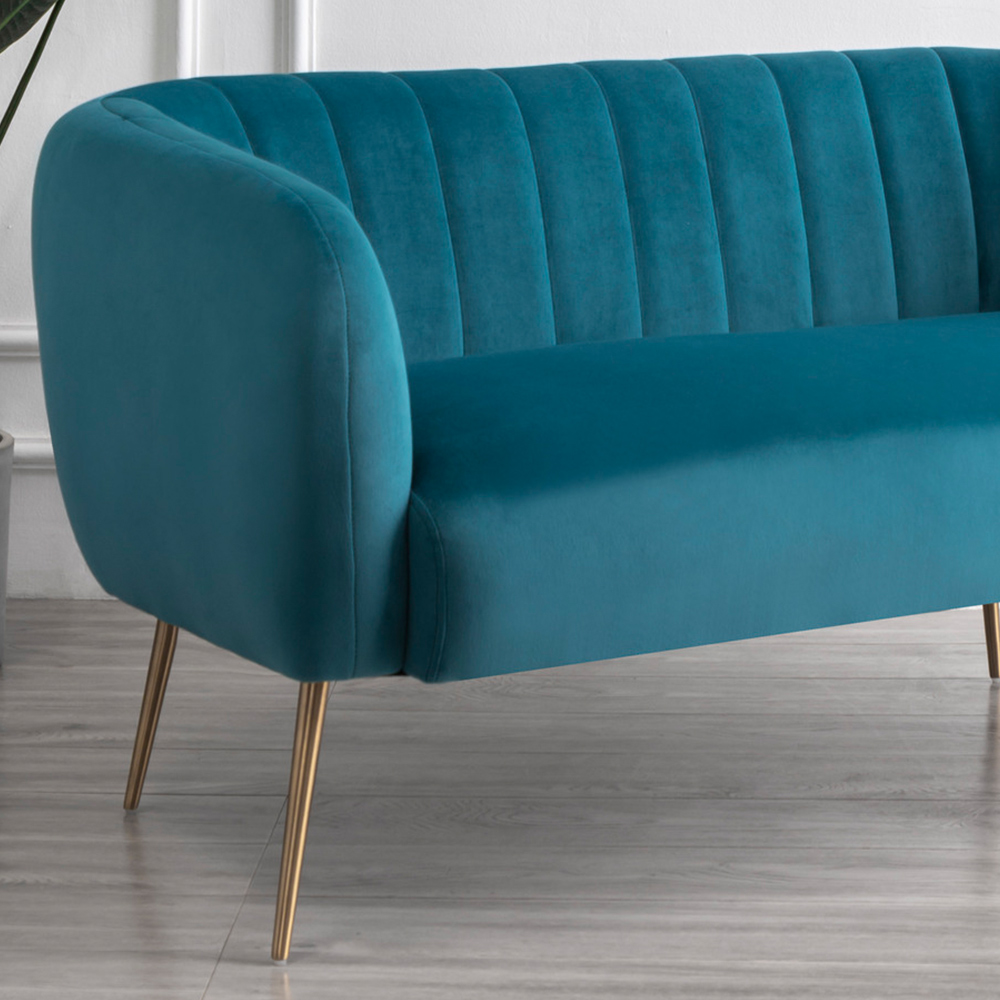 Matilda 2 Seater Teal Velvet Sofa Image 2
