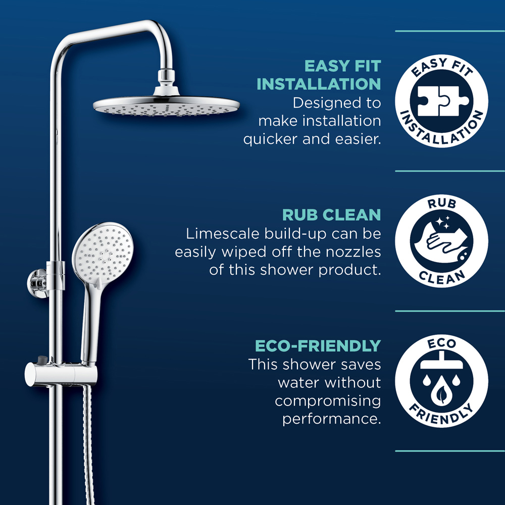 Bristan Buzz Cool Touch Chrome Thermostatic Waterfall Bar Mixer Shower with Handset Image 4