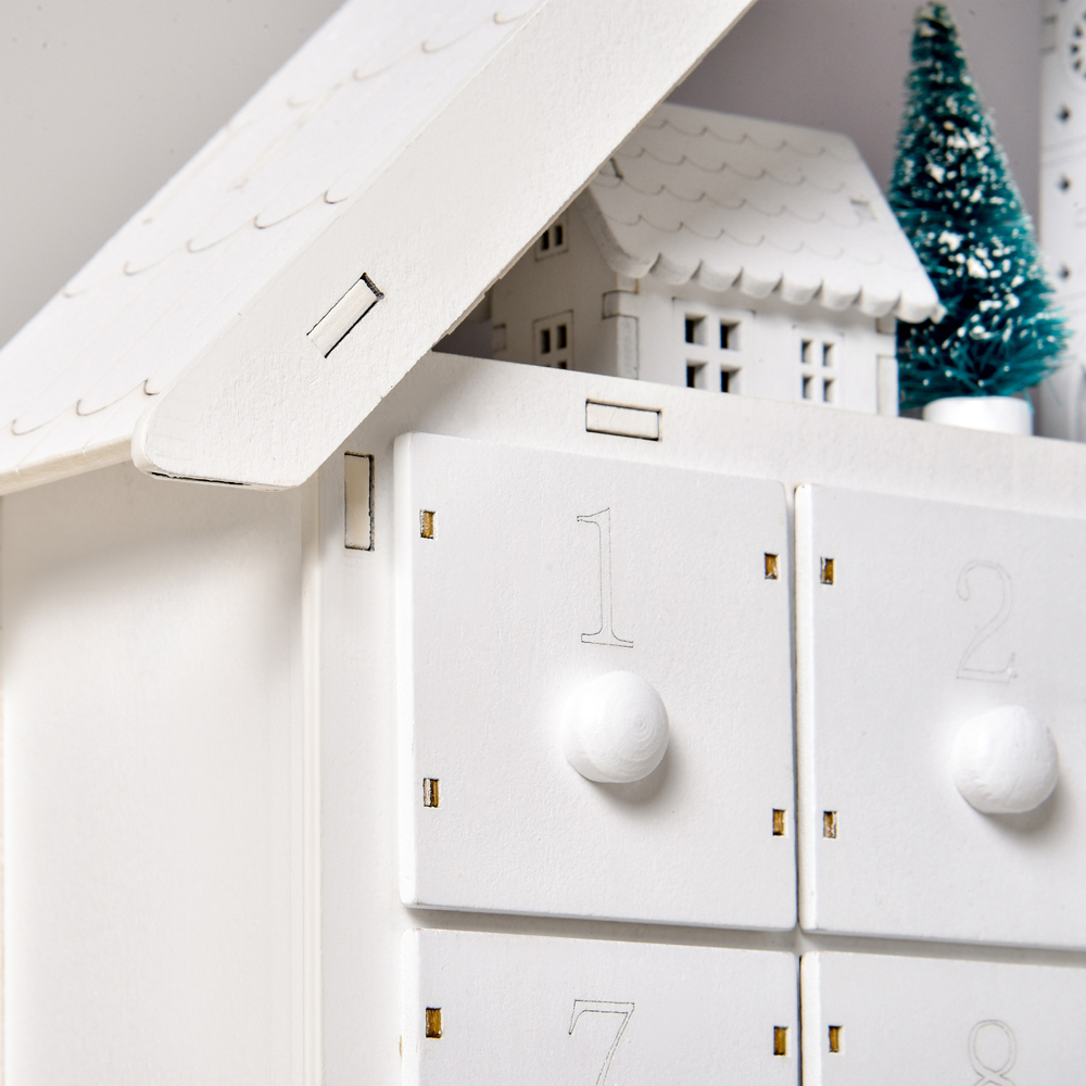 Everglow Light Up Wooden House Village with Countdown Drawer Christmas Advent Calendar Image 3