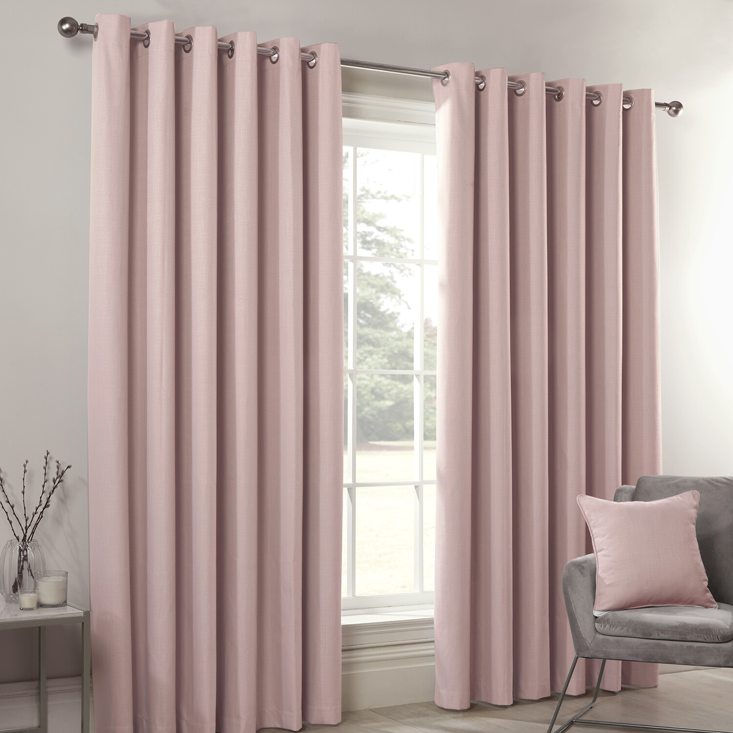 Divante Hoxton Blush Blackout Eyelet Curtains 168cm Image 2