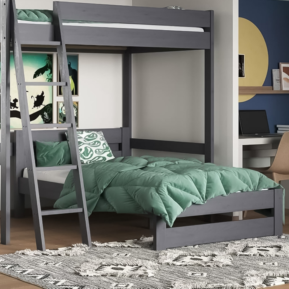 Noomi Tera Single Grey L Shaped High Sleeper with Small Double Bed Image 2