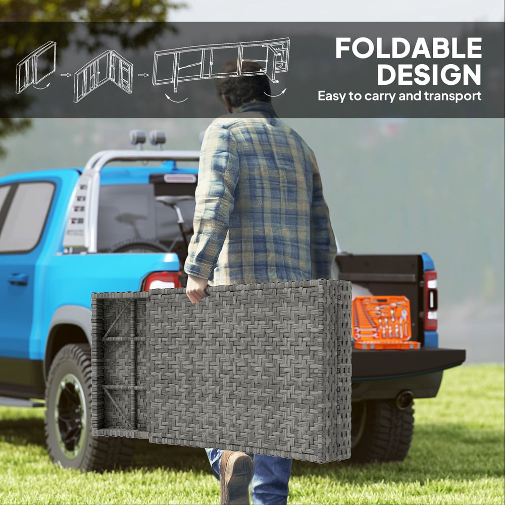 Outsunny Mixed Grey Rattan 4 Position Adjustable Sun Lounger Image 6