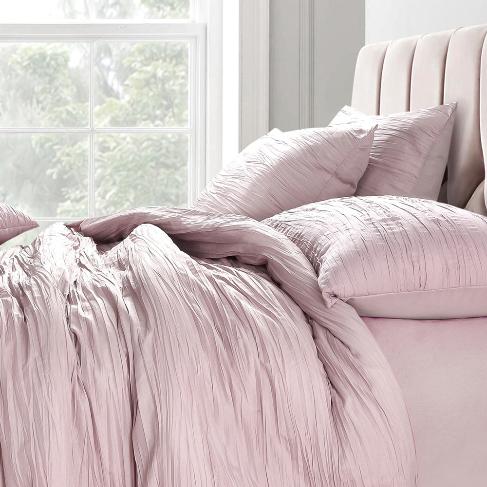 Velosso Calais King Size Pink Crinkle Duvet Set Image 4
