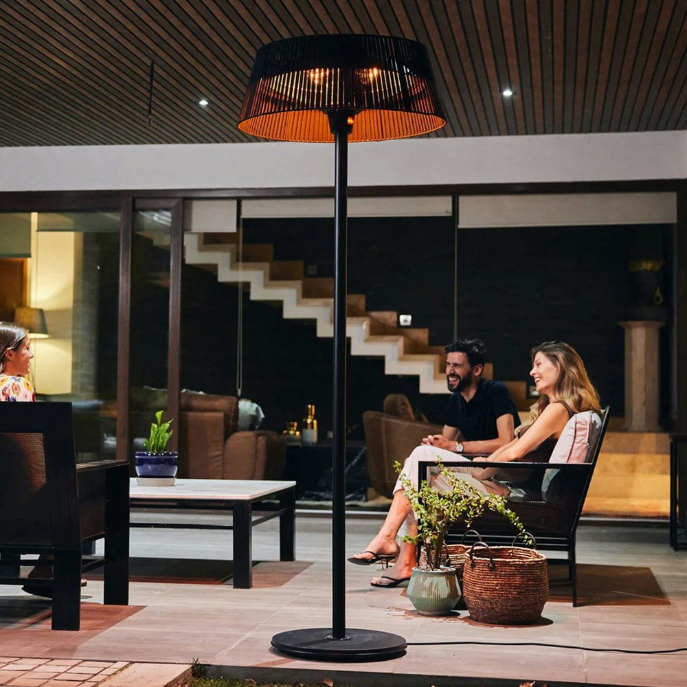 Jack Stonehouse Caldo Black Freestanding Lamp Halogen Patio Heater 2000W Image 3