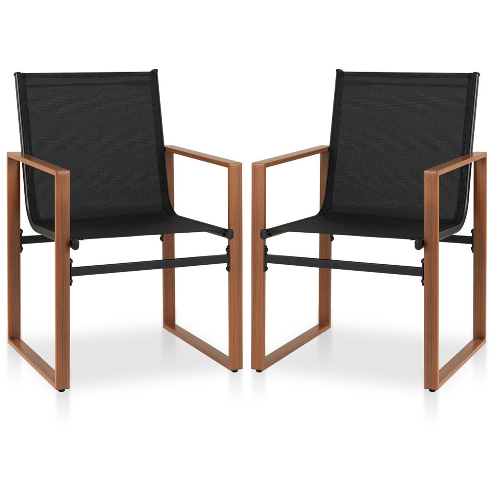 Costway Set of 2 Black Outdoor Dining Chairs Image 2