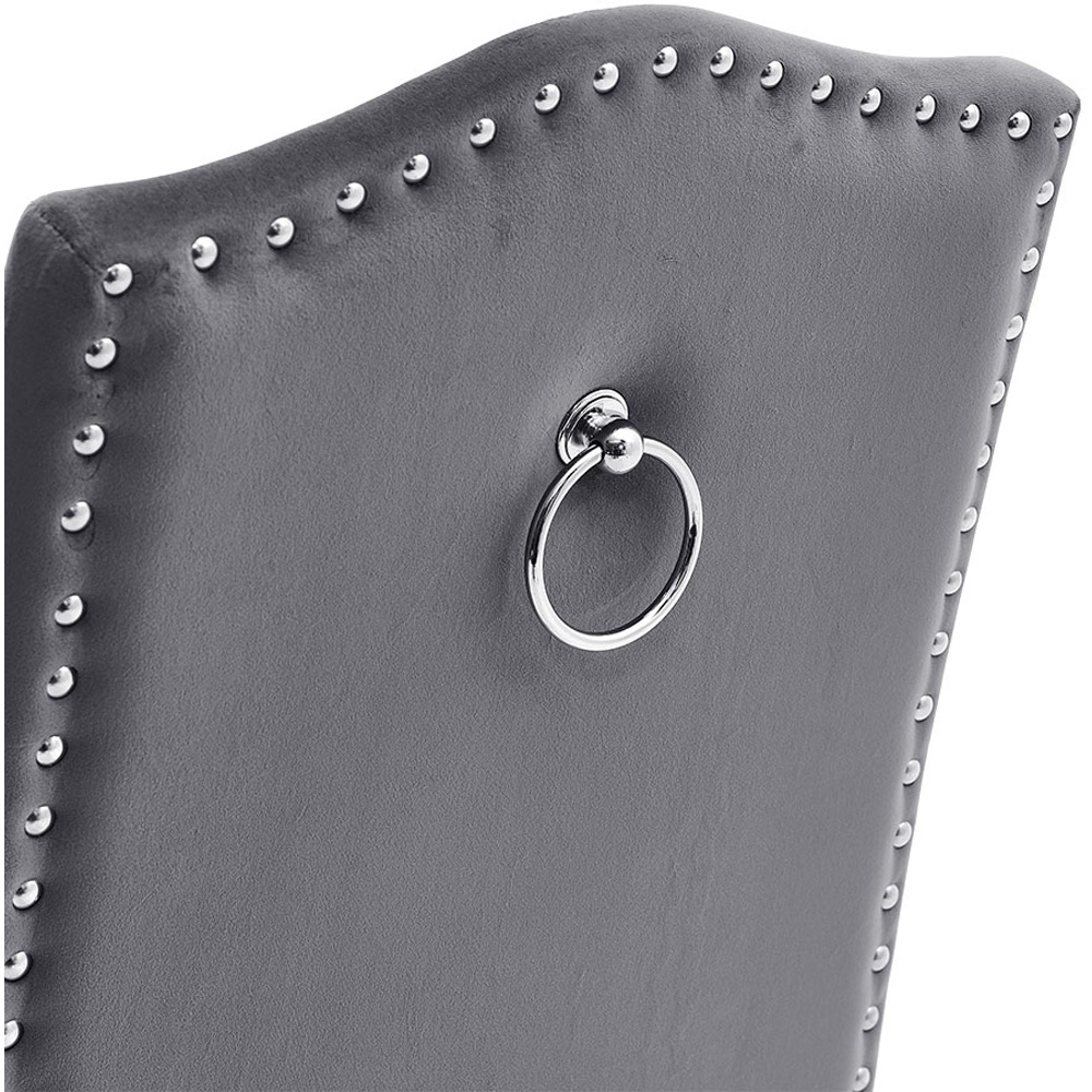 Living and Home Set of 2 Dark Grey Velvet Dining Chair Image 4