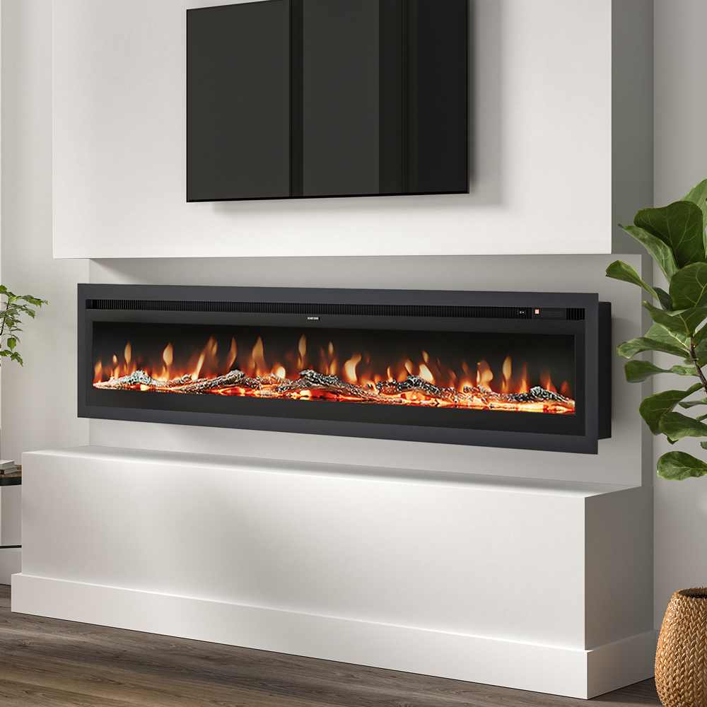 Living and Home 80 Inch Electric Fireplace Wall Mounted Wall Inset or Freestanding Heater 12 Flame Colours with Remote Image 3