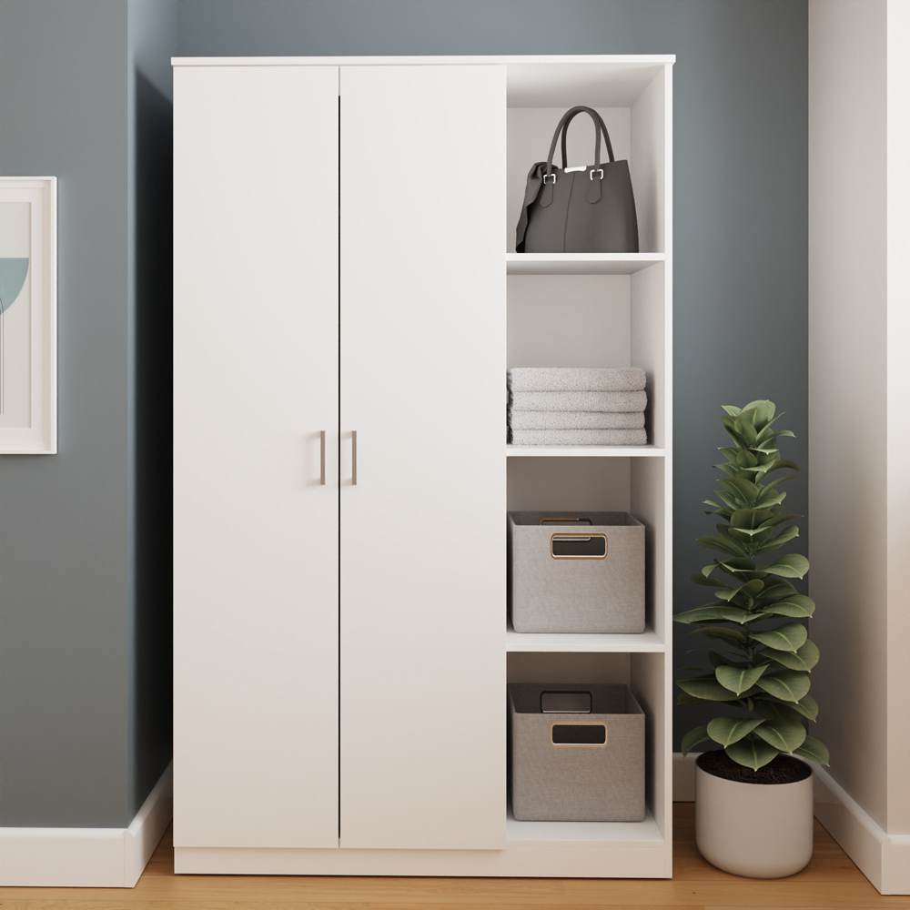 GFW Bailey 2 Door 4 Shelf White Wardrobe Image 3