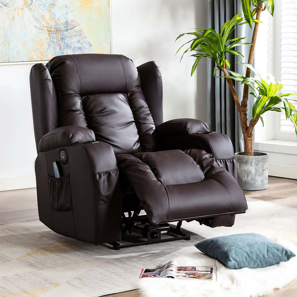 Furniture Online Caesar Brown Bonded Leather Electric Recliner Chair Image 7
