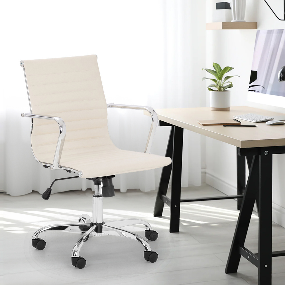 Julian Bowen Gio Ivory and Chrome Faux Leather Swivel Office Chair Image 5