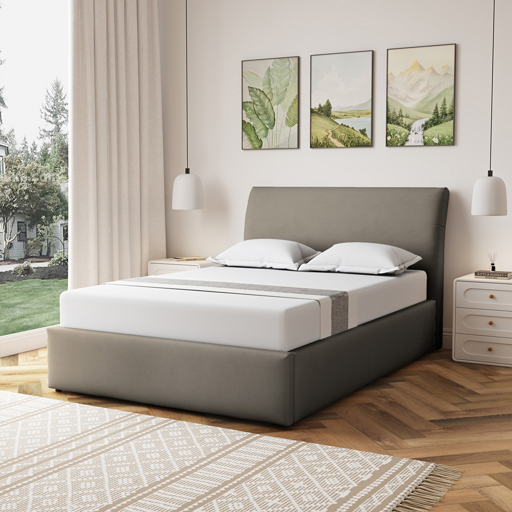 Artemis Home Bethany Double Light Brown Linen Upholstered Ottoman Bed Image 5
