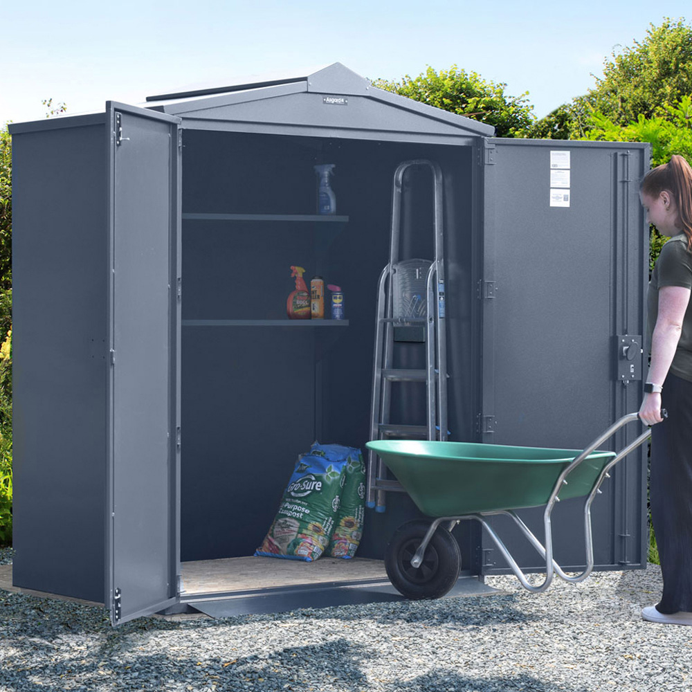 Asgard Saracen 5 x 4ft Double Door Grey High Security Apex Garden Shed Image 2
