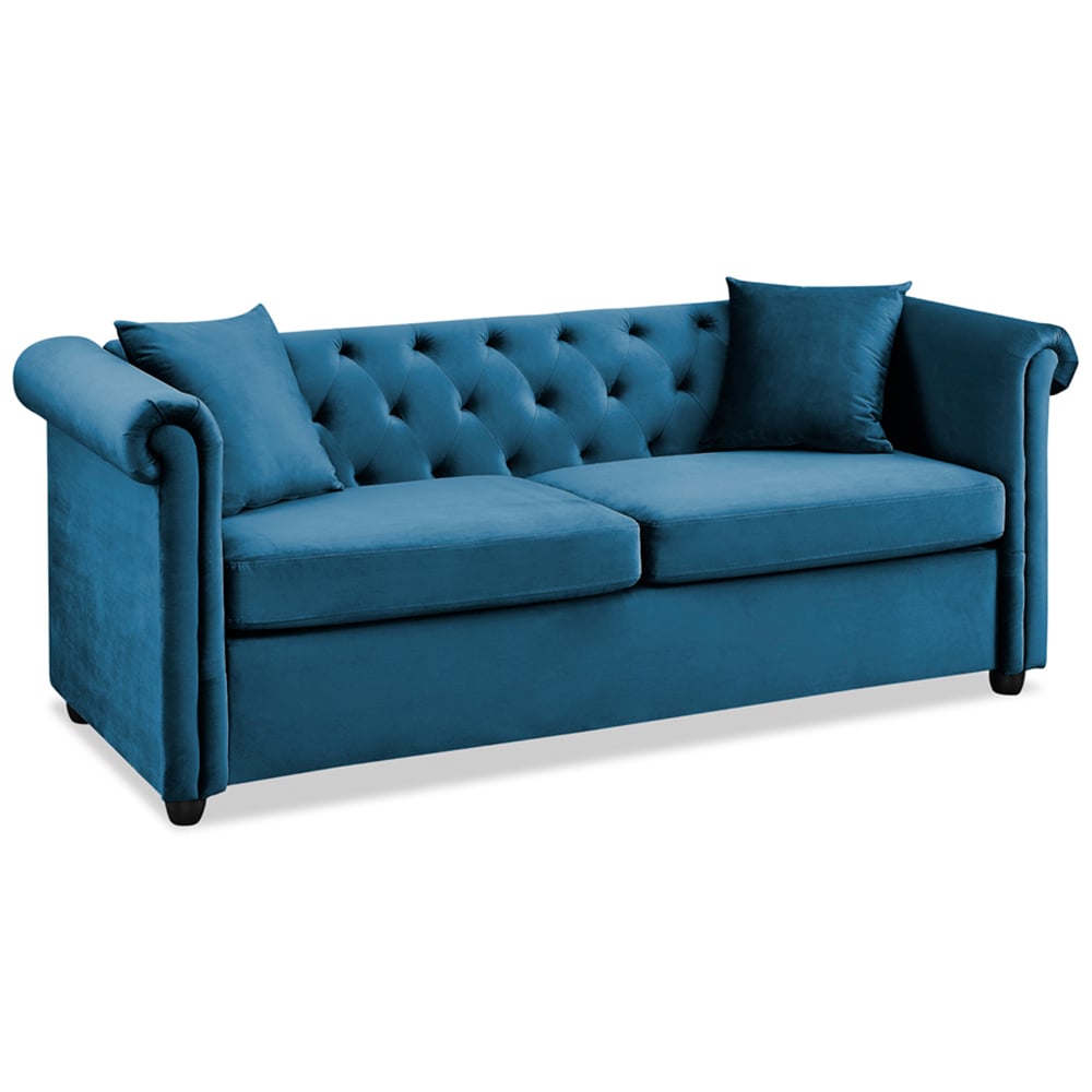 Home Detail Ascot Chesterfield 3 Seater Blue Velvet Sofa Image 2